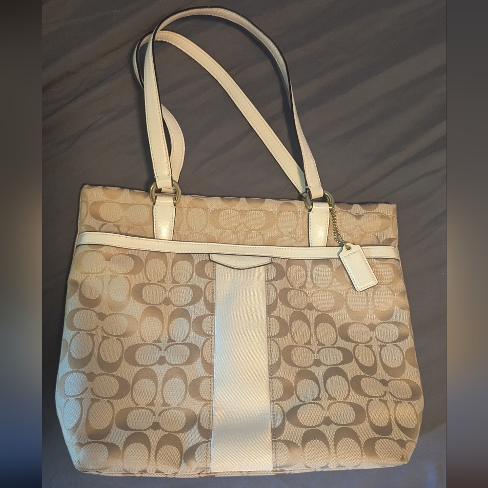 Coach Beige Signature Tote Bag